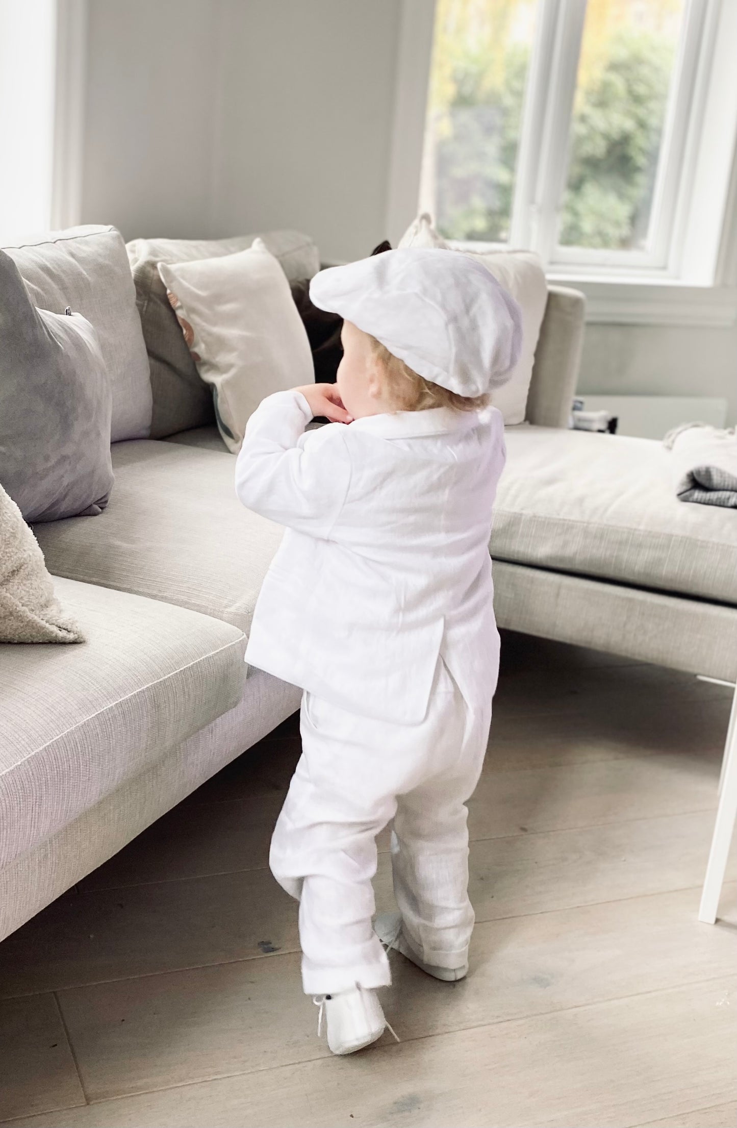 Boys white pure linen pants