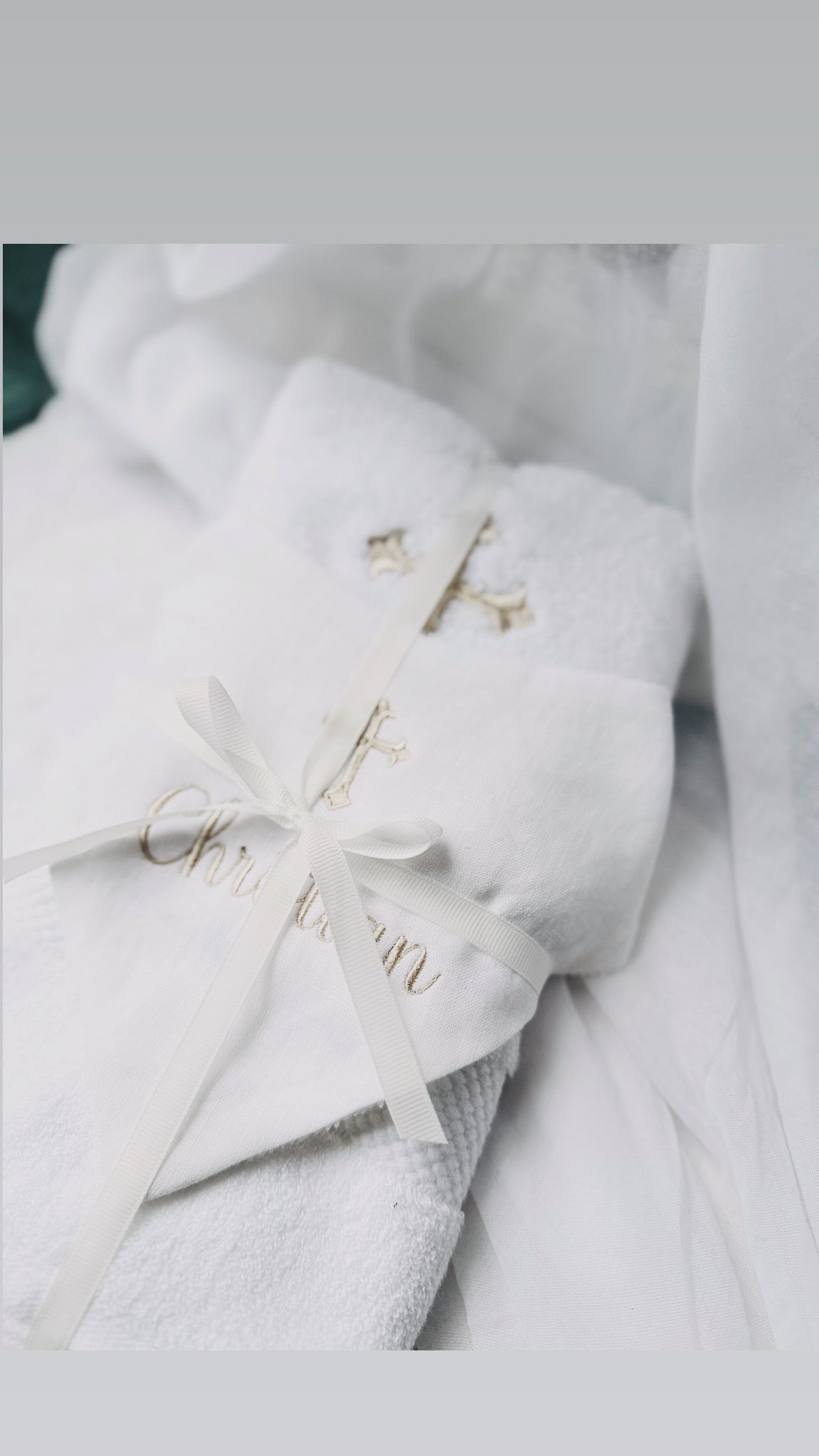 Personalised baptism christening hand towel with embroidery and optional bib