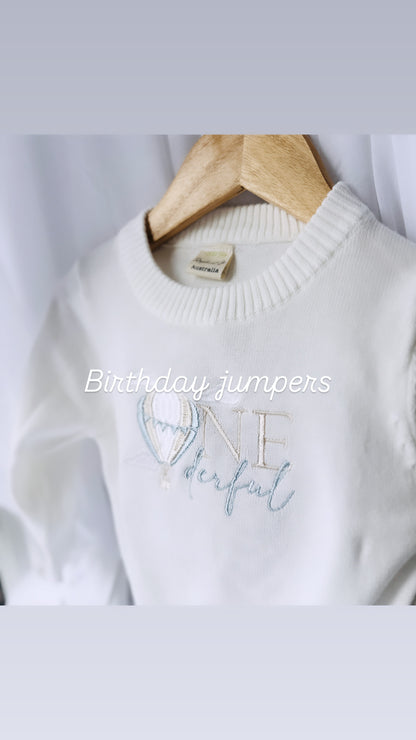 White cotton sweater with optional embroidery