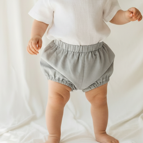 Light Grey pure linen bloomers