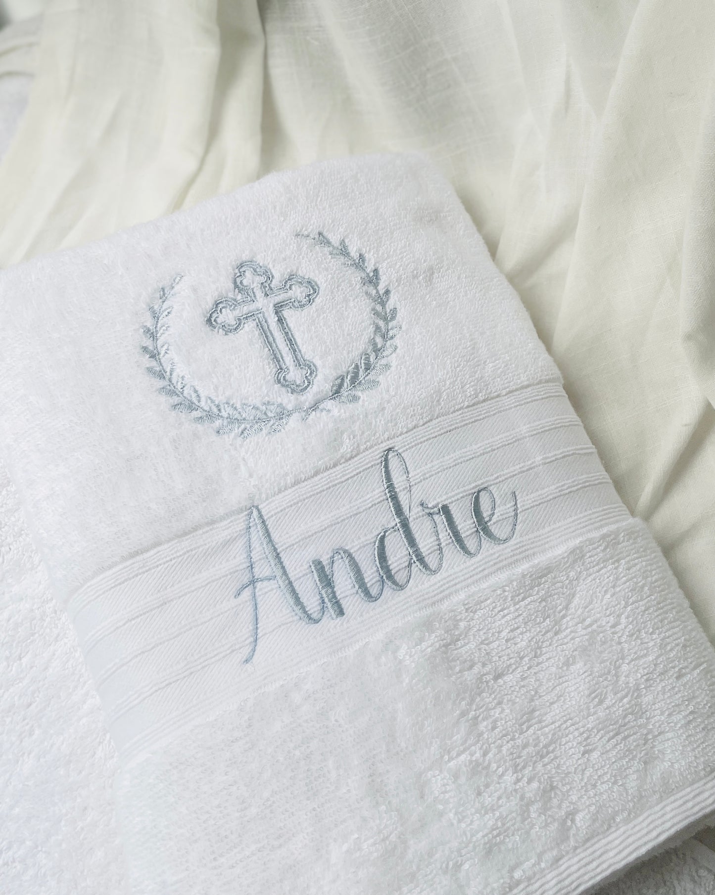White satin children's sash stole for Baptisms 60in long