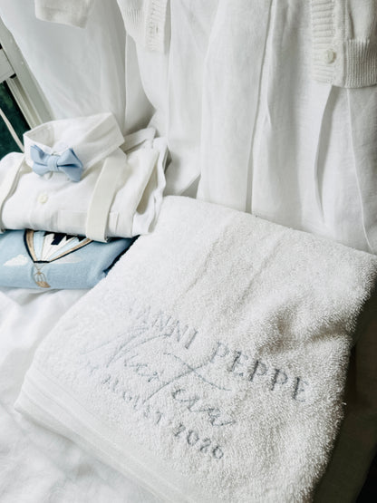 Embroidered Baptism and Christening bath towel