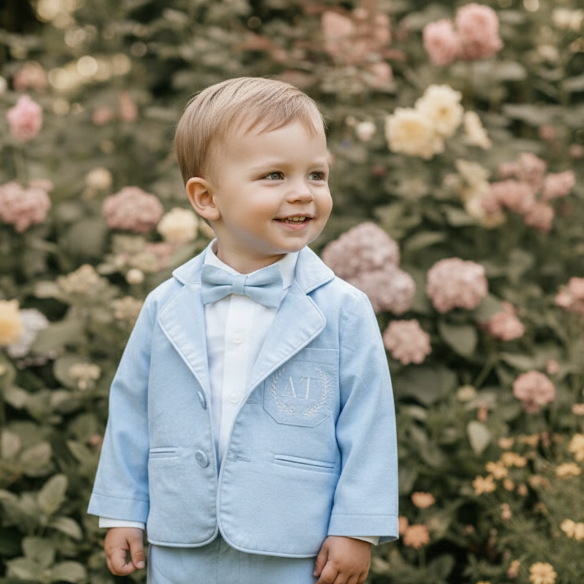 Pale Blue chambray cotton blazer jacket