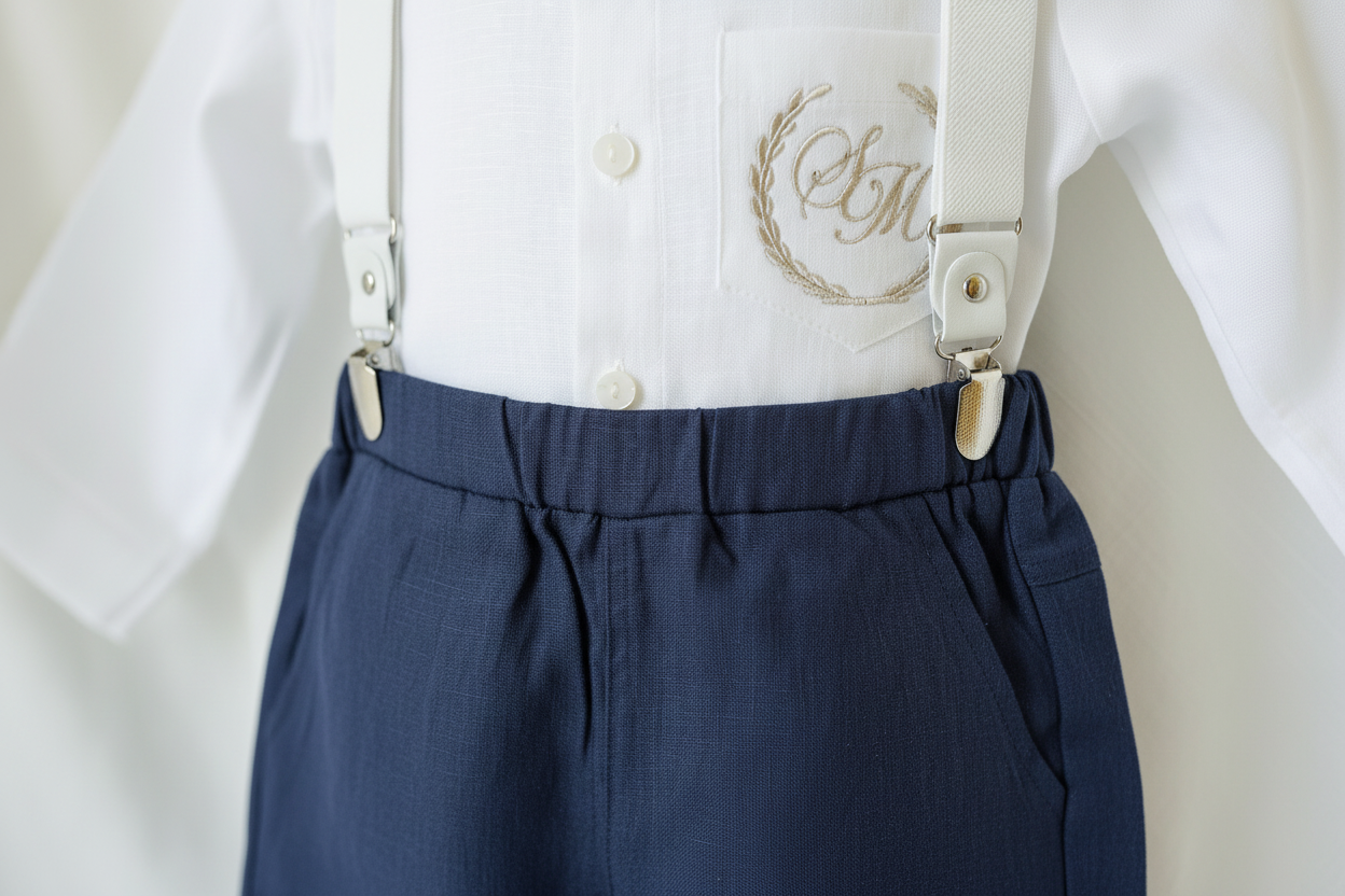 Boys Navy blue linen Summer suit