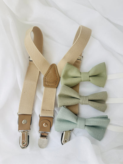 Baby and toddler bow ties and suspenders set
