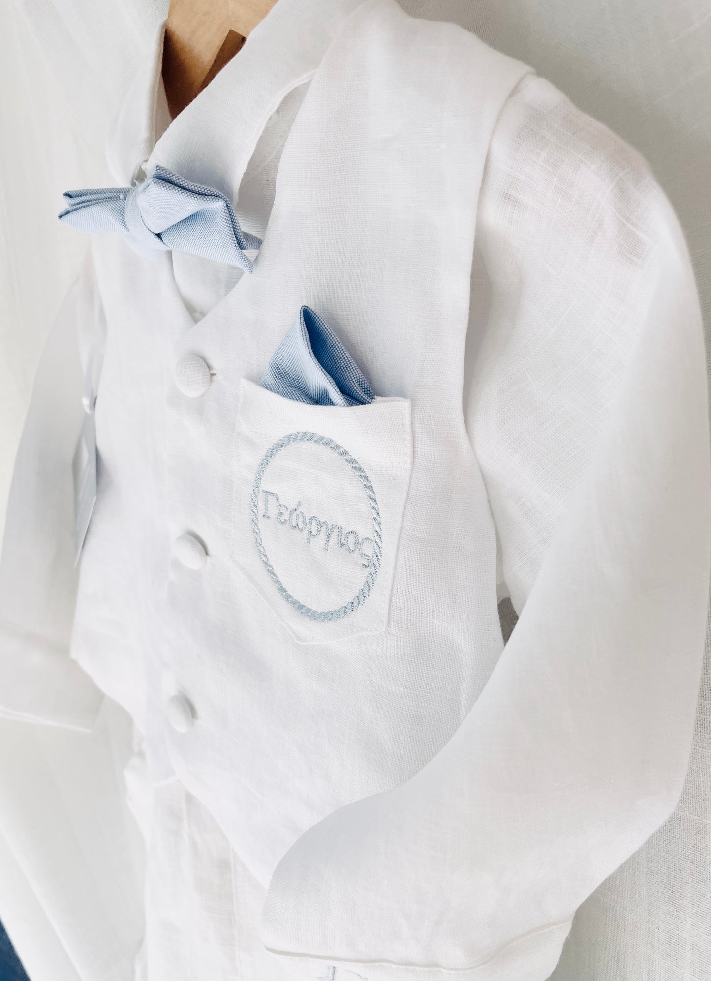 White linen vest waistcoat