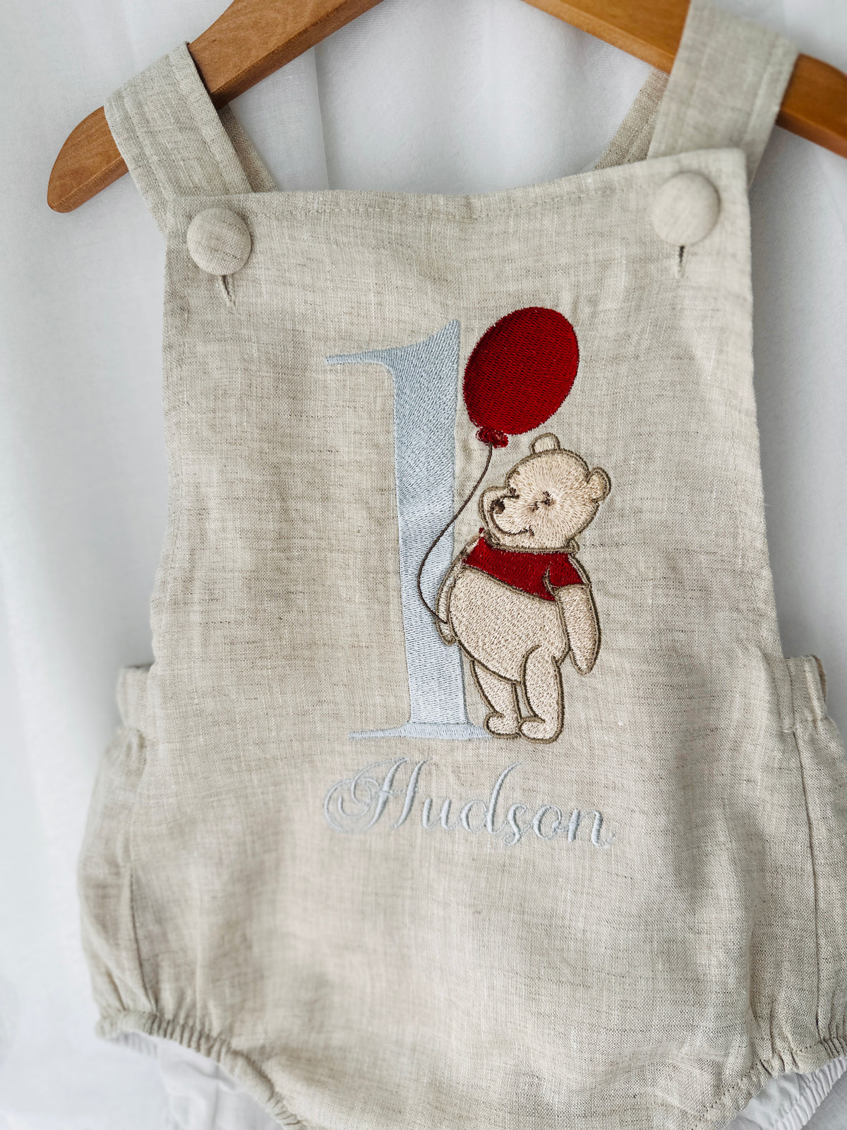 Boys beige pure linen overalls with optional shirt and embroidery