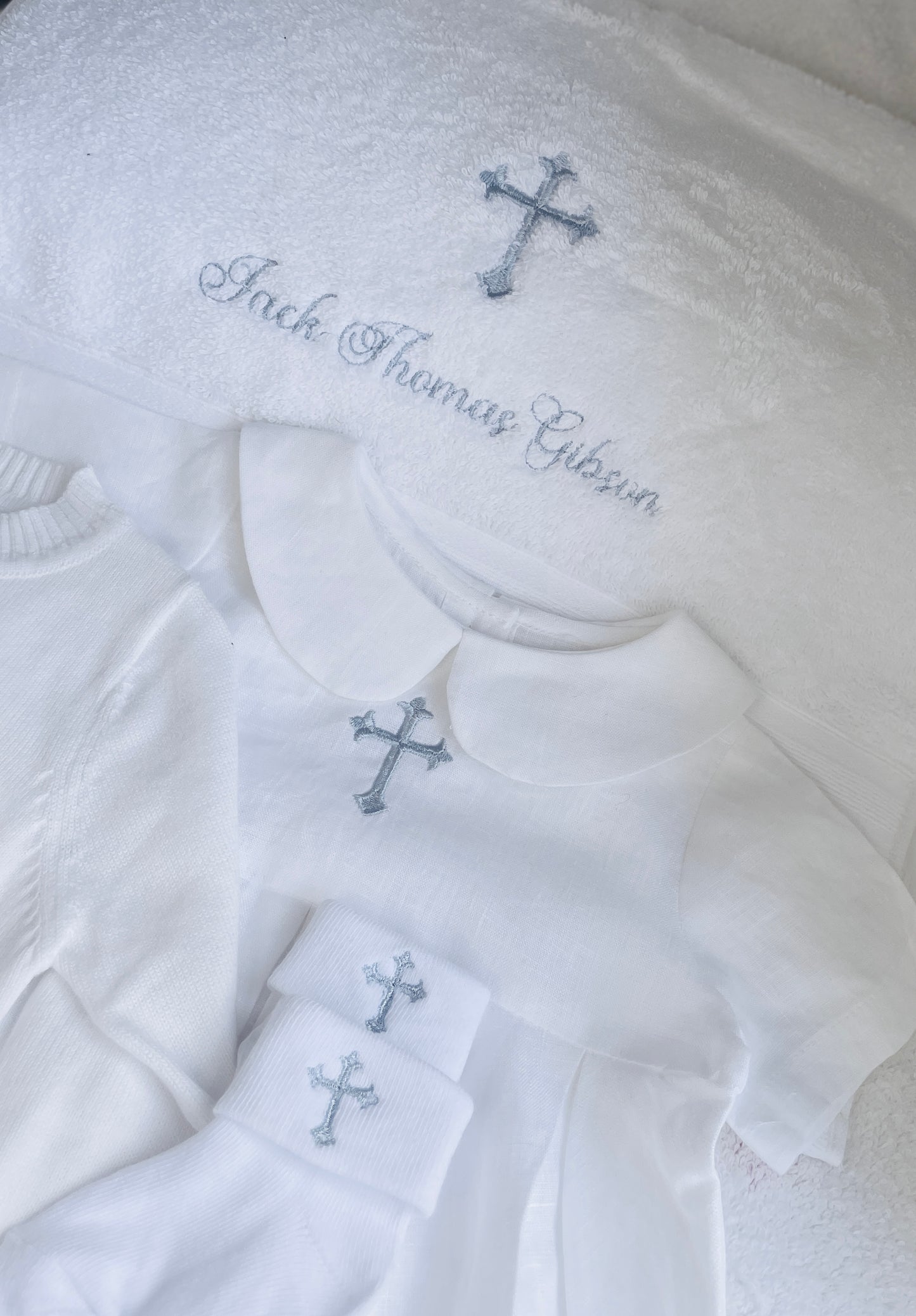 Personalised baptism christening embroidered bath towel