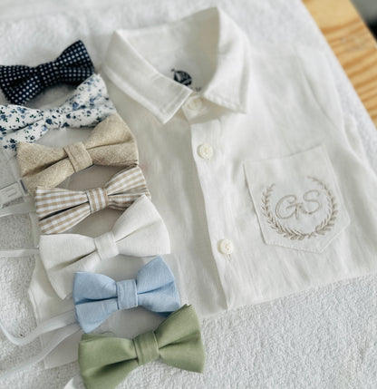 Baby and children's Pure linen white short sleeved shirt