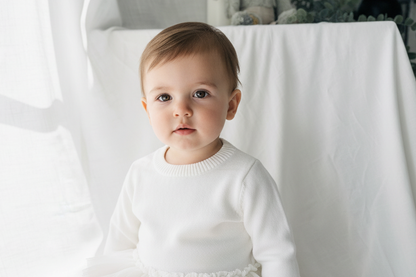 Baby blue cotton sweater with optional embroidery