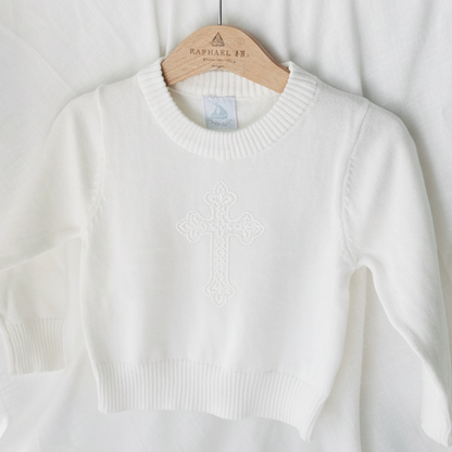 White cotton sweater with optional embroidery