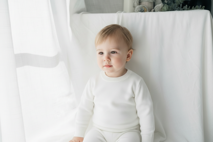 Baby blue cotton sweater with optional embroidery