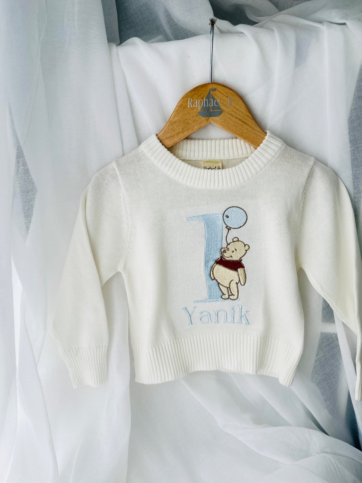 White cotton sweater with optional embroidery
