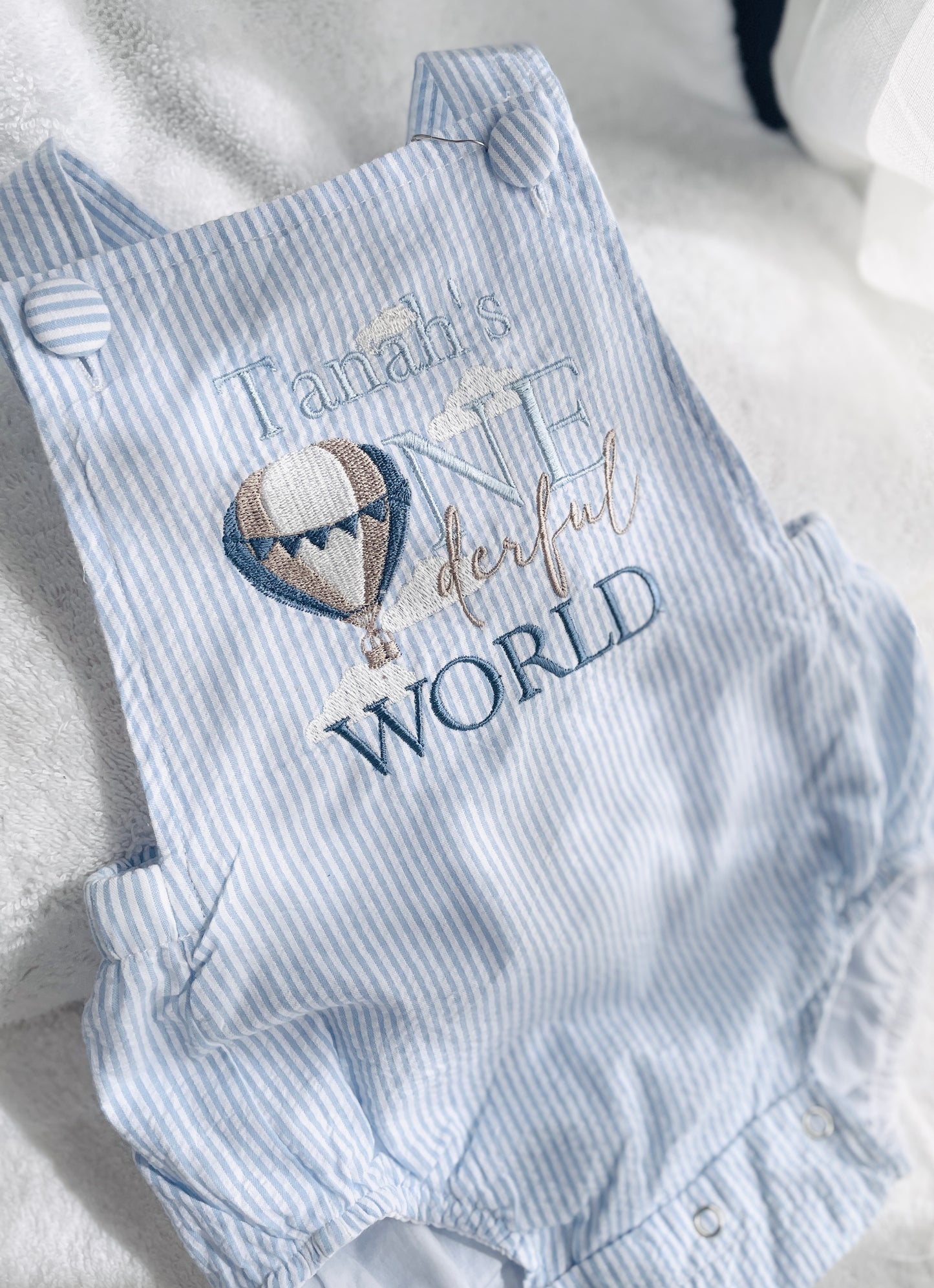 Boys Blue or white Birthday romper overalls Peter Rabbit