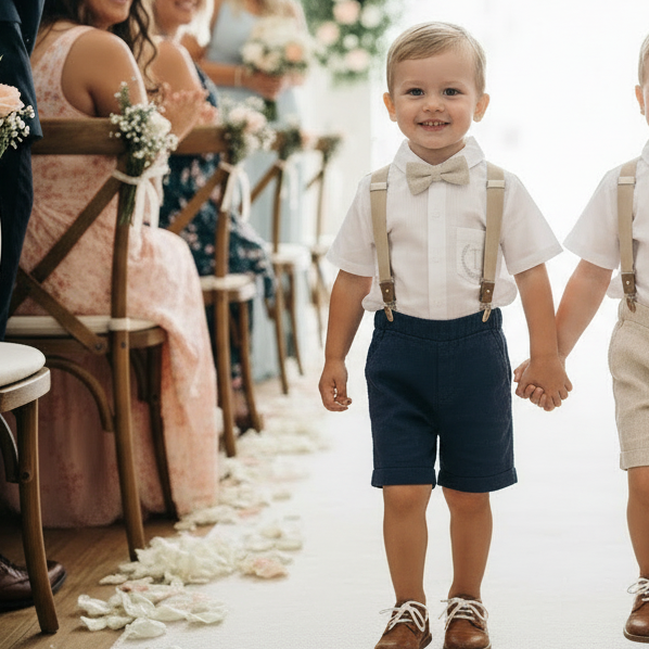 Boys navy blue pure linen shorts