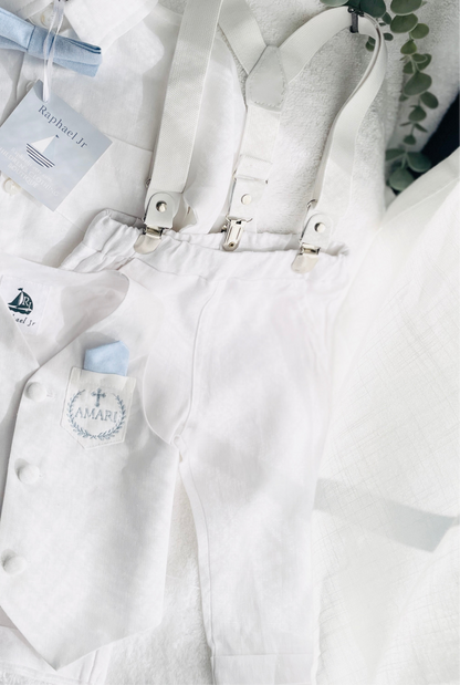Boys white pure linen pants