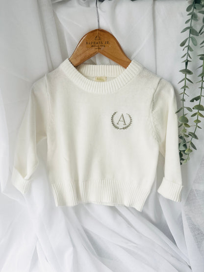 White cotton sweater with optional embroidery
