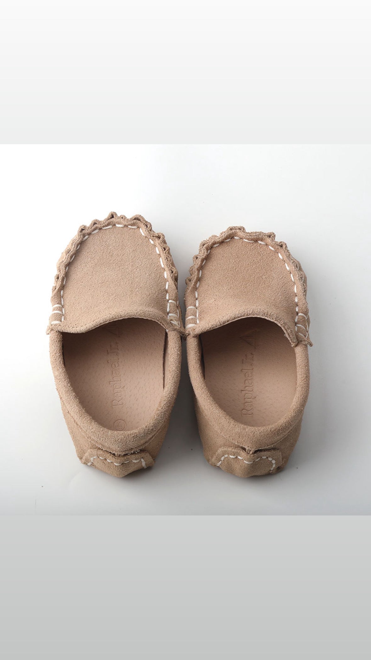 Beige tan suede Leather moccasins loafers boat shoes