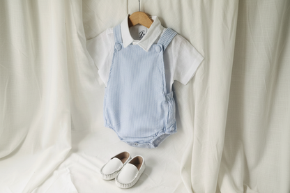 Boys Blue or white Birthday romper overalls Peter Rabbit
