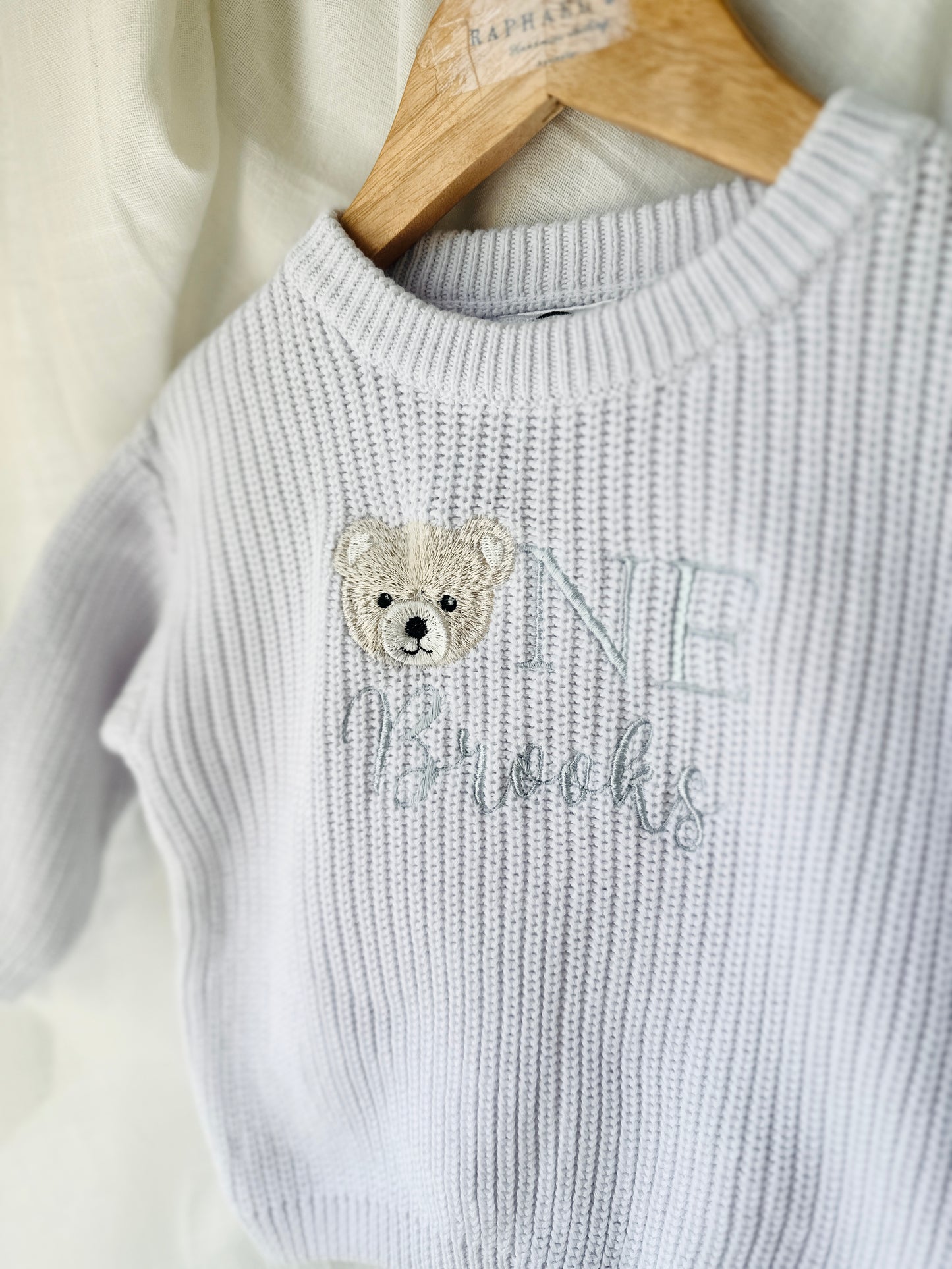 Baby first birthday whale teddy safari balloon sweater jumper with embroidery of your choice