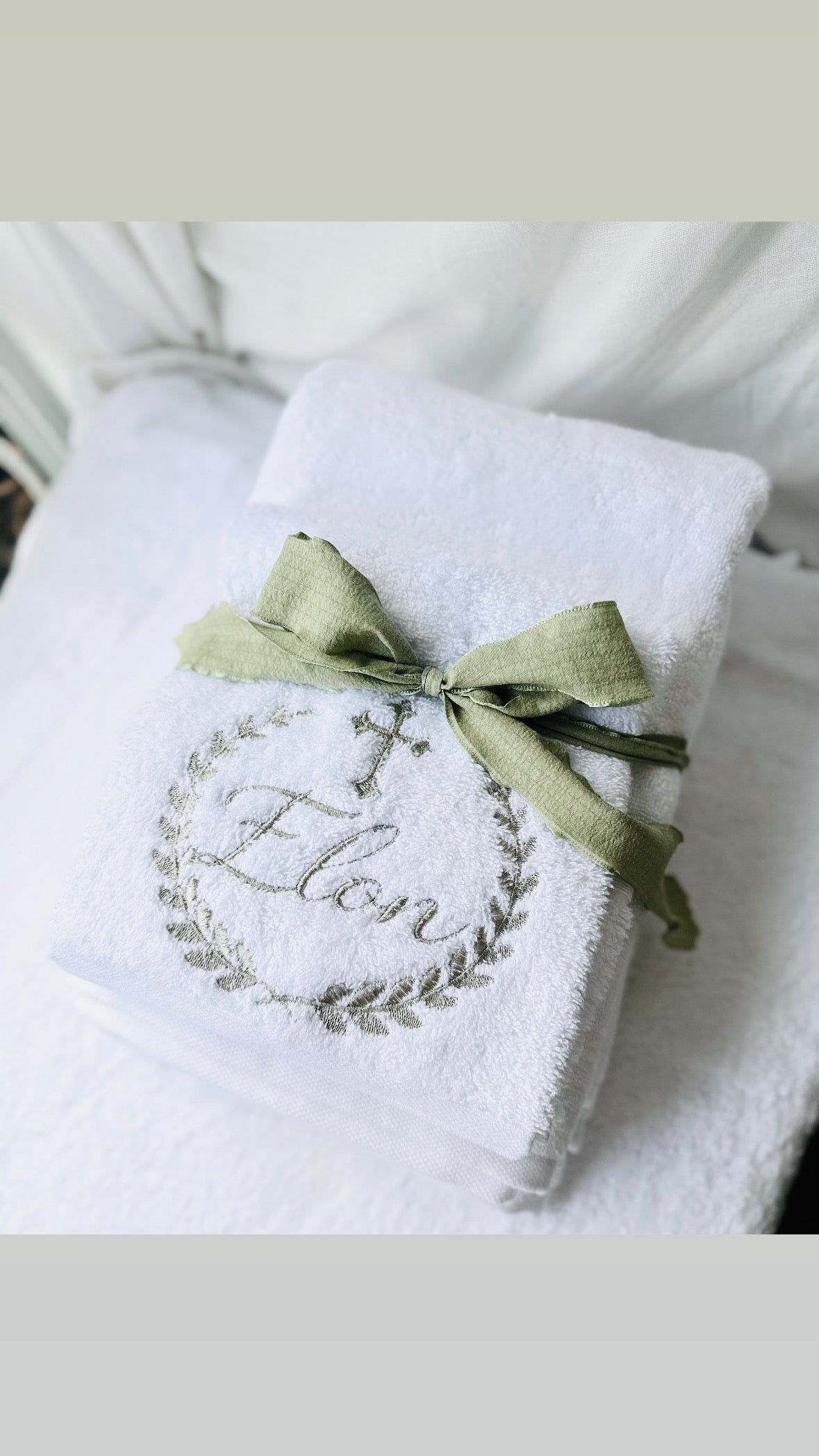 Embroidered Baptism and Christening bath towel