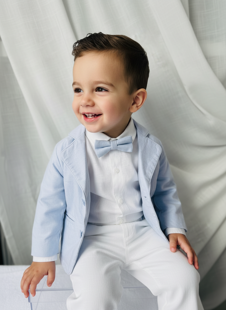 Boys white pure linen pants