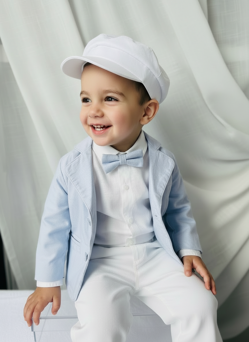 Boys white pure linen pants