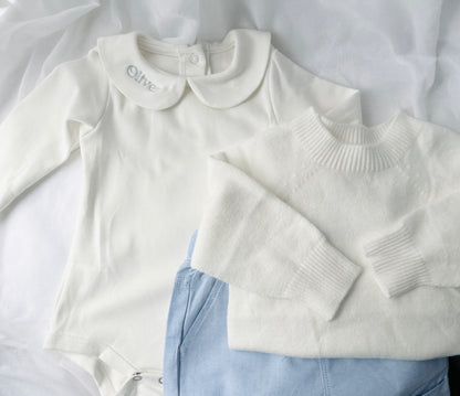 Long Sleeve Round Collar Cotton Onesie Bodysuit