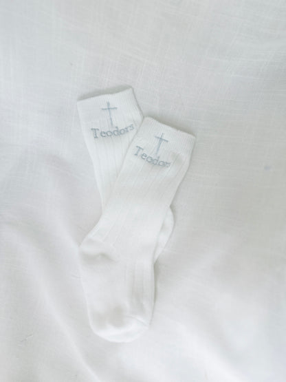 Baby and toddlers long white christening socks