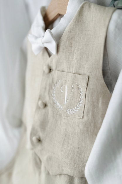White suit with and Beige vest set