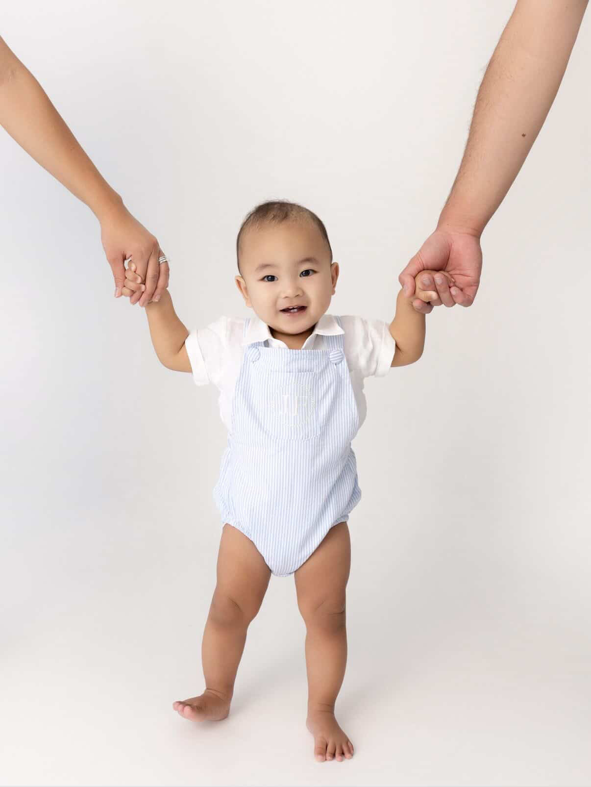Boys Beige Linen First Birthday romper overalls wild one safari
