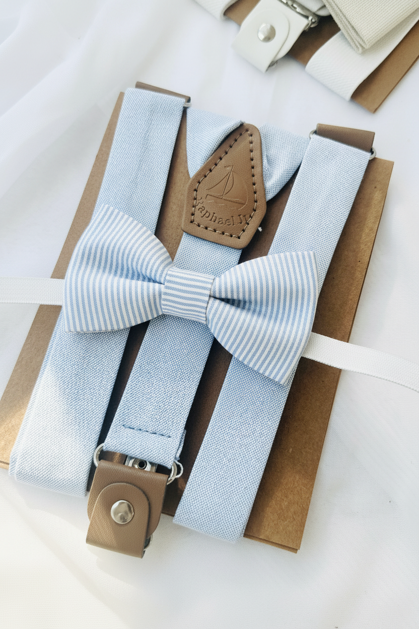 Baby and toddler bow ties and suspenders set