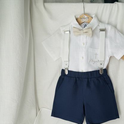 Boys Navy blue linen Summer suit