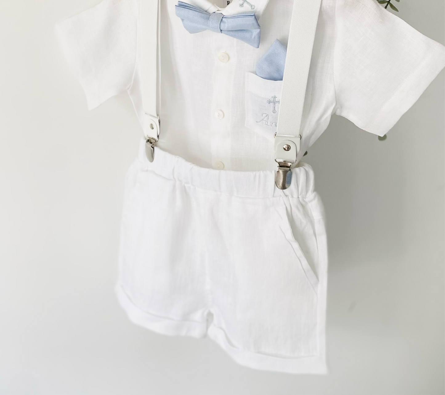 Boys white pure linen shorts