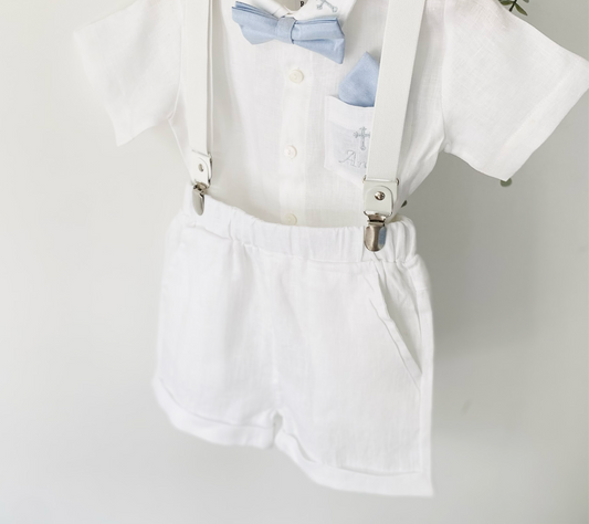 Boys white pure linen shorts