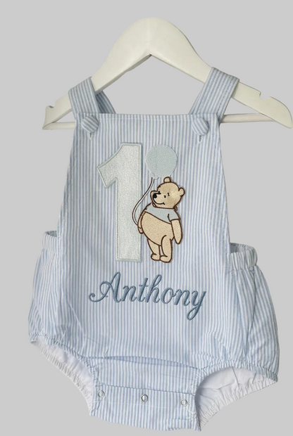 White beige or blue Pooh bear romper
