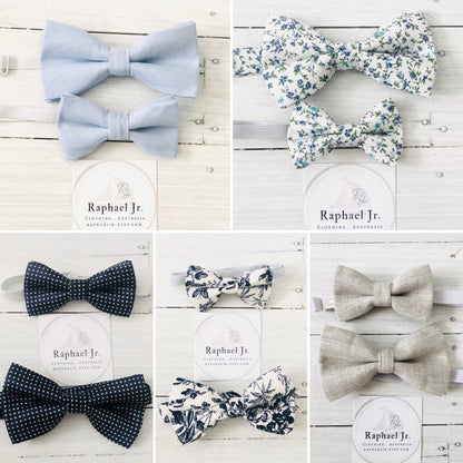 Childrens and Adults matching bow ties and suspenders sets