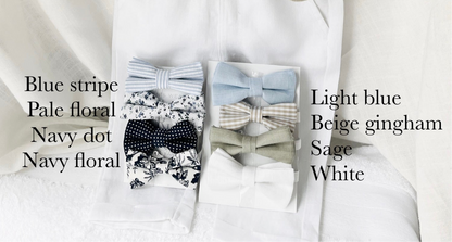 Navy blue and beige formal baptism or wedding suit with accessories and optional personalisation