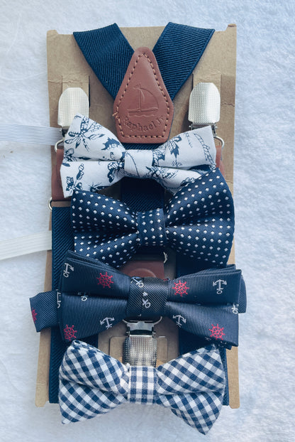 Baby and toddler bow ties and suspenders set