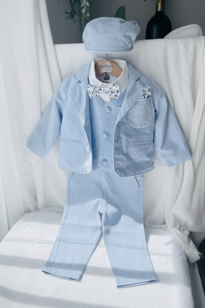 Pale Blue Chambray Vest Suit with optional Jacket