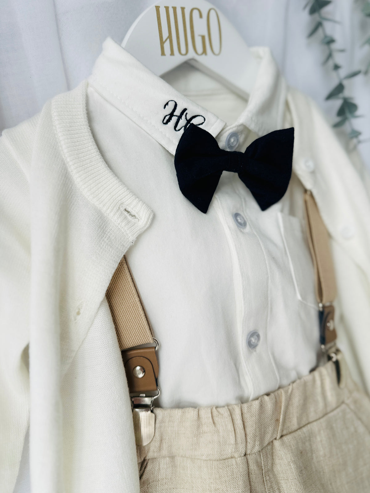 Long Sleeve straight Collared Cotton Onesie Bodysuit