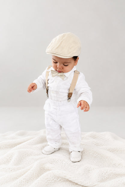 White suit with and Beige vest set