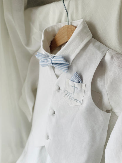 White linen vest waistcoat
