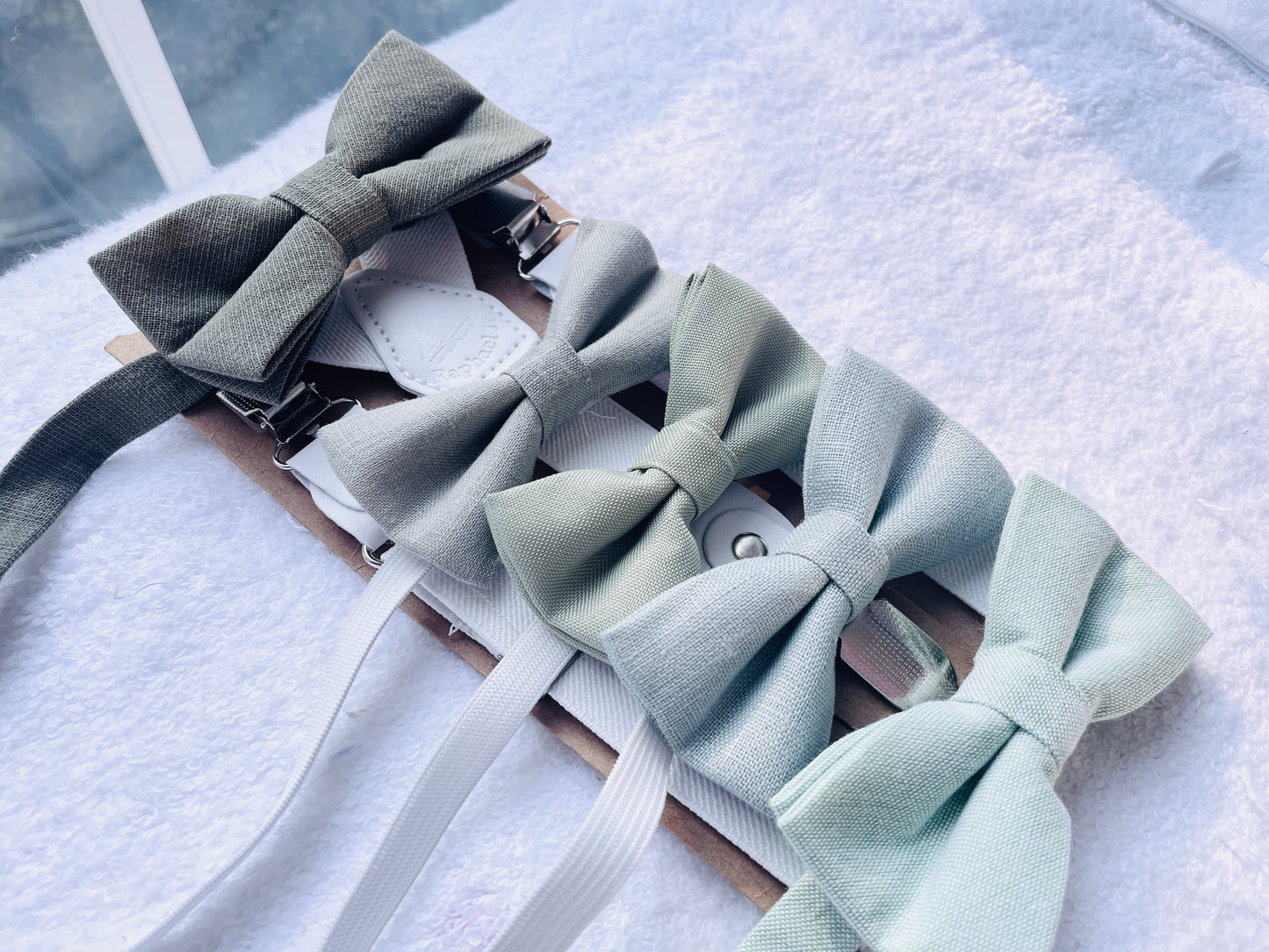 Baby and toddler bow ties and suspenders set
