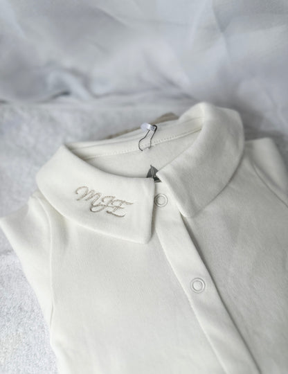 Long Sleeve Collared Cotton Onesie Bodysuit