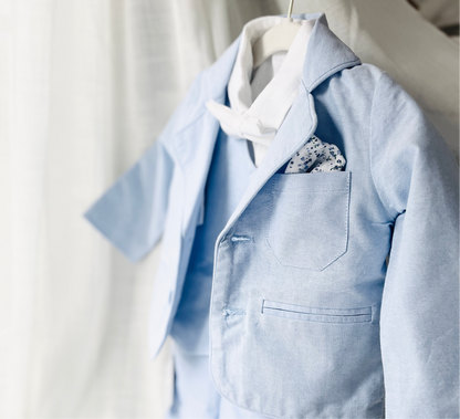 Pale Blue chambray cotton blazer jacket