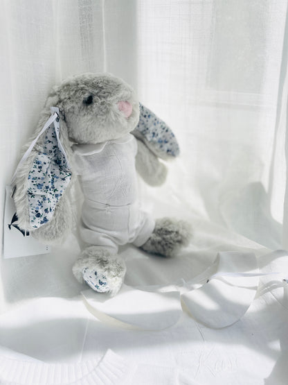 Linen Baptism 3/4 length jumpsuit with optional cardigan and embroidery