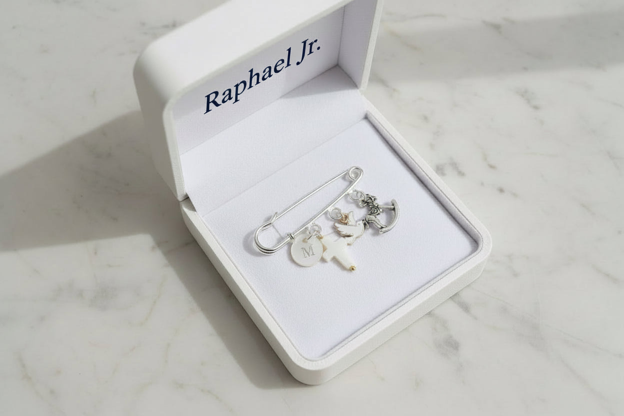 Baby Baptism keepsake Pin silver plated Brooch