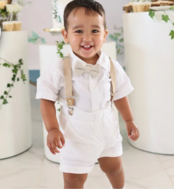 Boys white pure linen shorts