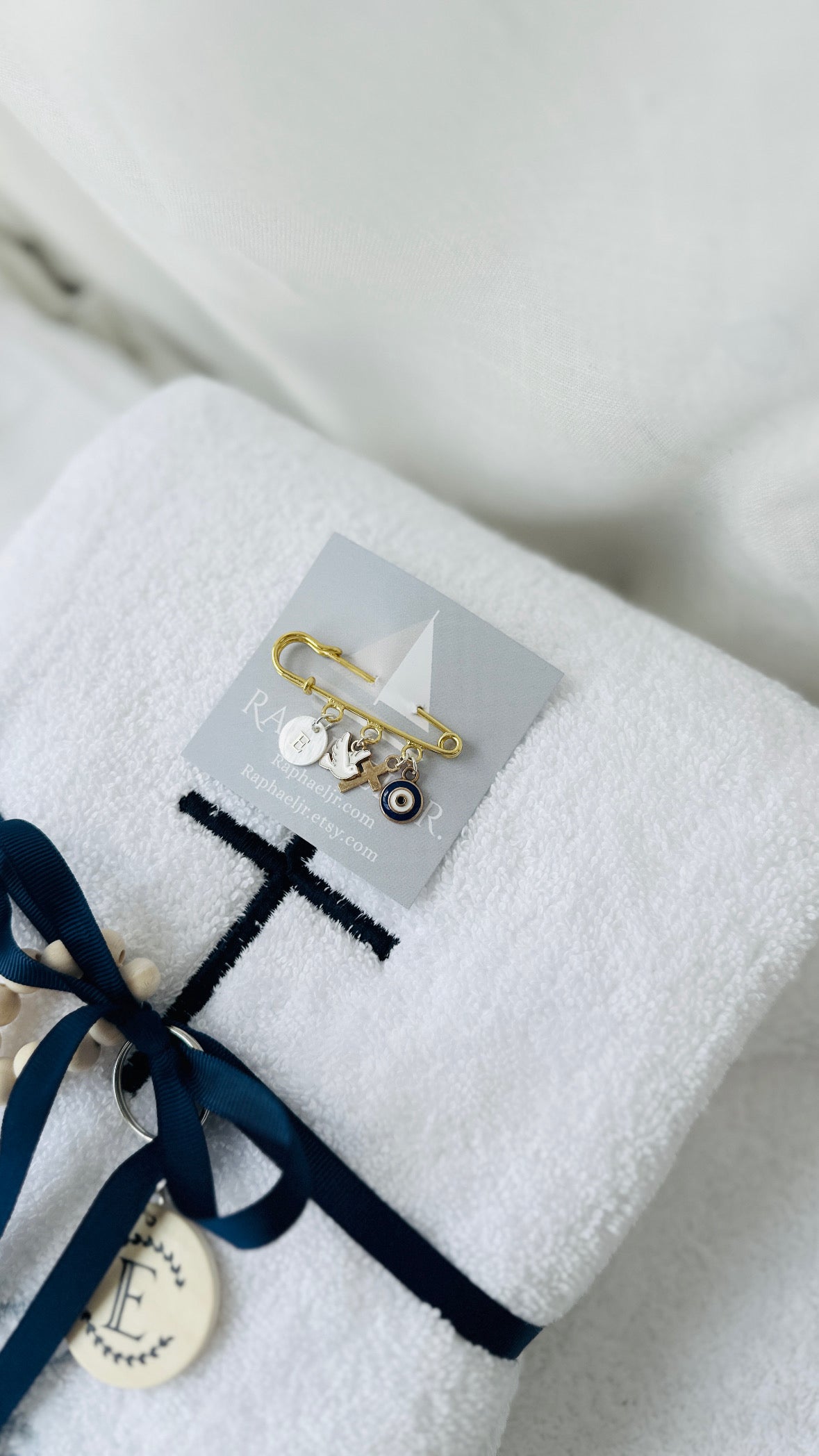 Embroidered Baptism and Christening bath towel